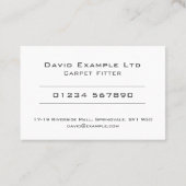Vet en helder ontwerp van tapijtFitter Visitekaartje (Achterkant)
