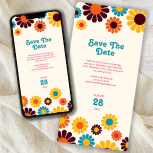 Vet en Helder Retro Kleur Daisy Save The Date