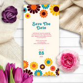 Vet en Helder Retro Kleur Daisy Save The Date