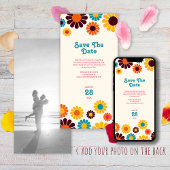 Vet en Helder Retro Kleur Daisy Save The Date