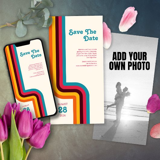 Vet en Helder Retro Kleur Strepen Bruiloft