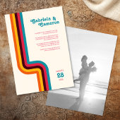 Vet en Helder Retro Kleur Strepen Bruiloft Kaart