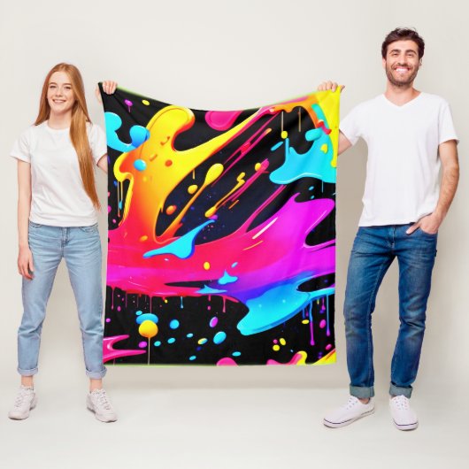 Vet en helder verf Splatter Art Fleece Deken (In situ)