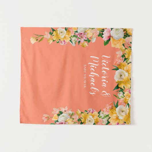 Vet en helder Vrijgezellenfeest Bloemen achtergron Wandkleed (Voorkant (horizontaal))