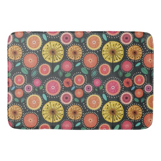Vet en kleurrijk Boho chic Scandi folk floral Badmat (Voorkant)