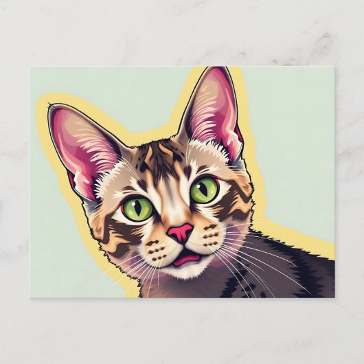 Vet en kleurrijk Devon Rex Cat Modern Briefkaart (Voorkant)
