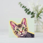 Vet en kleurrijk Devon Rex Cat Modern Briefkaart (Staand voorkant)