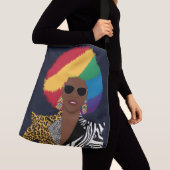 Vet en levendig Afro Chic Illustratie Crossbody Tas (Dichtbij)