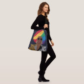 Vet en levendig Afro Chic Illustratie Crossbody Tas (Op model)