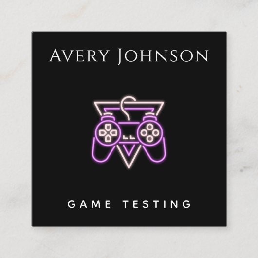 Vet en minimaal videogame testen roze controller vierkante visitekaartje (Voorkant)