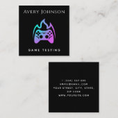 Vet en minimale gametest Neon Gradiënt Joystick Vierkante Visitekaartje (Voorkant / Achterkant)