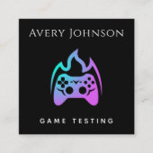 Vet en minimale gametest Neon Gradiënt Joystick Vierkante Visitekaartje (Voorkant)