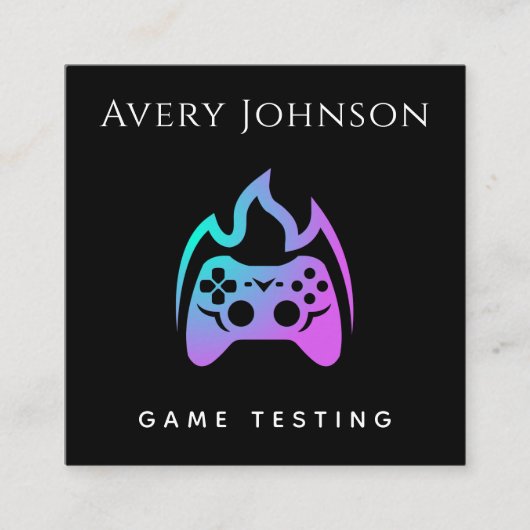 Vet en minimale gametest Neon Gradiënt Joystick Vierkante Visitekaartje (Voorkant)