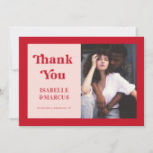 Vet en minimalistisch Retro Script rood en roze hu Bedankkaart (Voorkant)