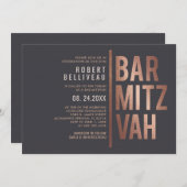 Vet en minimalistische balk Mitzvah Kaart (Voorkant / Achterkant)