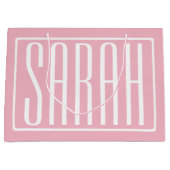 Vet en modern Jouw naam of Word | wit op roze Groot Cadeauzakje (Voorkant)