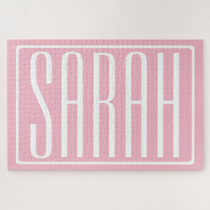 Vet en modern Jouw naam of Word   wit op roze Legpuzzel