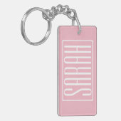 Vet en modern Jouw naam of Word | wit op roze Sleutelhanger (Voorkant Links)