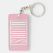 Vet en modern Jouw naam of Word | wit op roze Sleutelhanger (achterkant)