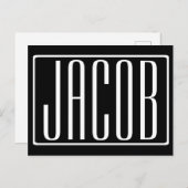 Vet en modern Jouw naam of Word | Zwart wit Briefkaart (Voorkant / Achterkant)