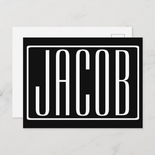 Vet en modern Jouw naam of Word | Zwart wit Briefkaart (Voorkant / Achterkant)
