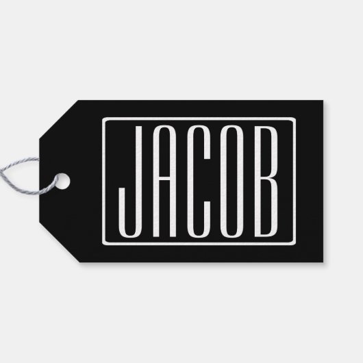Vet en modern Jouw naam of Word | Zwart wit Cadeaulabel (Achterkant Horizontaal)