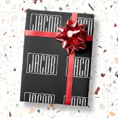 Vet en modern Jouw naam of Word | Zwart wit Cadeaupapier