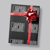 Vet en modern Jouw naam of Word | Zwart wit Cadeaupapier