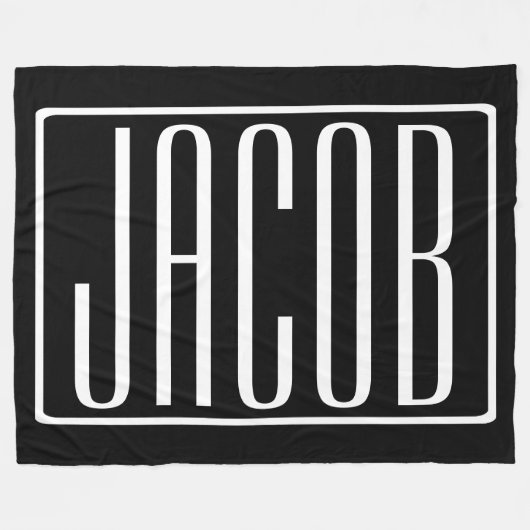 Vet en modern Jouw naam of Word | Zwart wit Fleece Deken (Voorkant (Horizontaal))