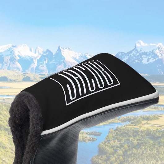 Vet en modern Jouw naam of Word | Zwart wit Golfheadcover