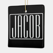 Vet en modern Jouw naam of Word | Zwart wit Keramisch Ornament (Links)