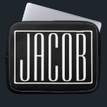 Vet en modern Jouw naam of Word | Zwart wit Laptop Sleeve<br><div class="desc">Vet en modern.</div>