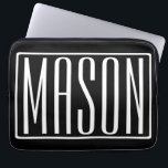 Vet en modern Jouw naam of Word | Zwart wit Laptop Sleeve<br><div class="desc">Vet en modern.</div>