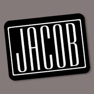 Vet en modern Jouw naam of Word   Zwart wit Magneet