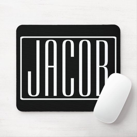 Vet en modern Jouw naam of Word | Zwart wit Muismat (Met muis)