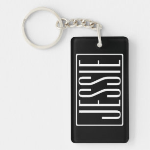 Vet en modern Jouw naam of Word Zwart wit Sleutelhanger