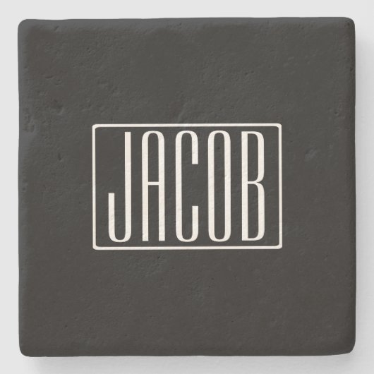 Vet en modern Jouw naam of Word | Zwart wit Stenen Onderzetter (Voorkant)