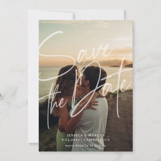 Vet en modern script save the date (Voorkant)