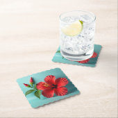 Vet en mooi: de rode Hibiscus charme Kartonnen Onderzetters (Insitu)