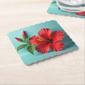 Vet en mooi: de rode Hibiscus charme Kartonnen Onderzetters (Gebogen)