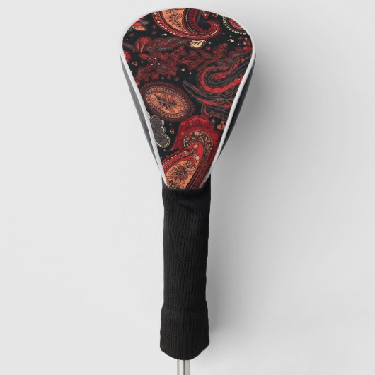 Vet en mooi ontwerp van het rode paisleypatroon golfheadcover (Voorkant)