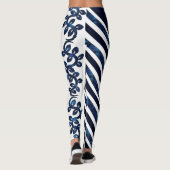 Vet en prachtig wit en blauw ontwerp leggings (Achterkant)