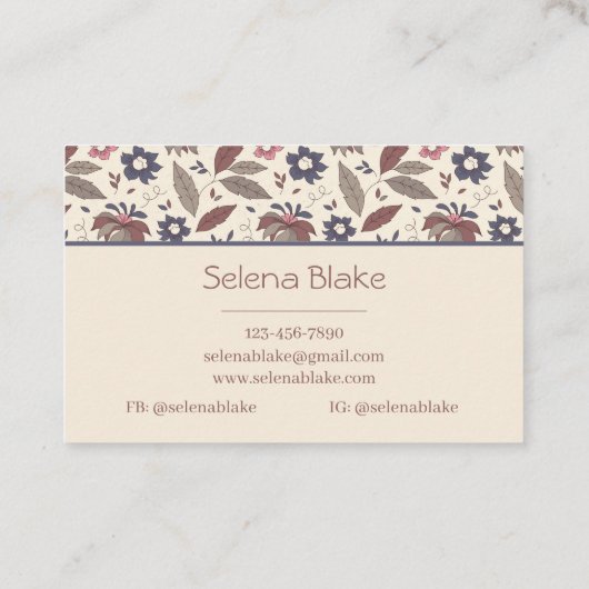 Vet en stijlvol | Moderne chique elegante bloem Visitekaartje (Achterkant)