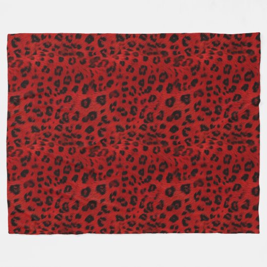Vet en warm: rood en zwart luipaard fleece deken (Voorkant (Horizontaal))