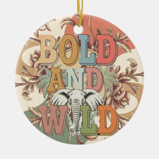 Vet en wild retro olifant keramisch ornament (Voorkant)