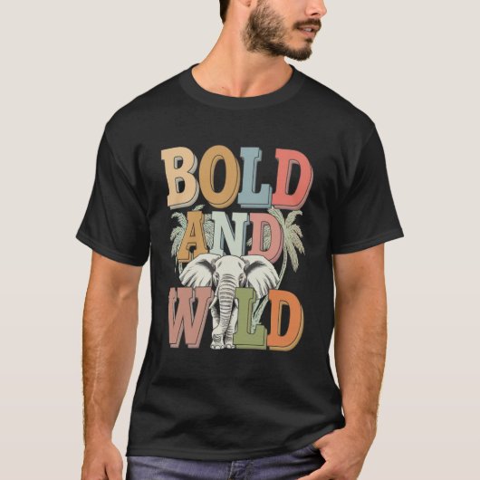 Vet en wild retro olifant t-shirt (Voorkant)