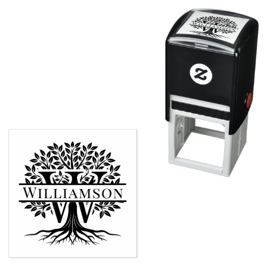 Vet enkele initiaal boven levensboom naam #2  zelfinktende stempel (In situ)