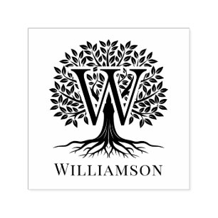 Vet enkele initiaal boven levensboom naam #2B2 Zelfinktende Stempel