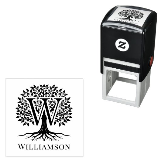 Vet enkele initiaal boven levensboomnaam #2B2 Zelfinktende Stempel (In situ)