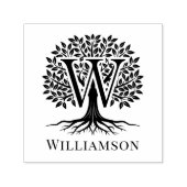 Vet enkele initiaal boven levensboomnaam #2B2 Zelfinktende Stempel (Design)